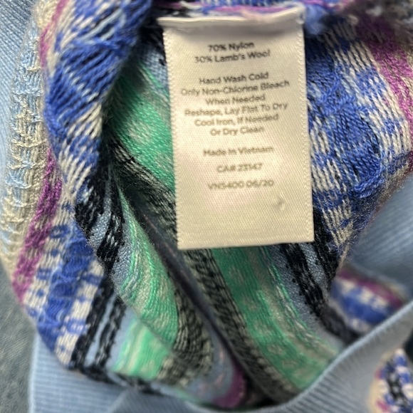 Talbots Lambswool Sweater XS Fair Isle Crewneck Blue Purple Buttons Classic - Picture 6 of 6